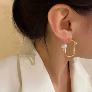 RAKOL EP2687 Geometric Irregular Pearl Stud Earrings Korean Style Fashion Dating Stud Earrings