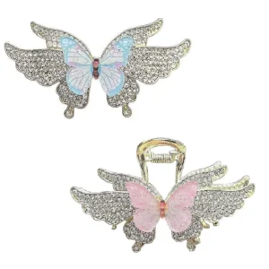 RARA New Girls Hair Accessories Women Graceful Colorful Butterfly Hair Claw Clips Fashion Metal Diamante Hair Barrettes