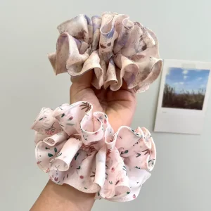 RARA Women’s Fashion Korean Hair Accessories High grade Spring Summer Hair Ties Girls Spinning Printed Hair Scrunchies