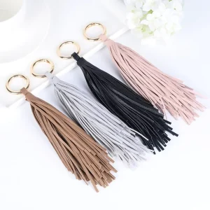 REWIN Women Purse Fringe Tassel Car Keychain Charms Fashion Bag Tassel Keychain Charms with Detachable Gold O Rings