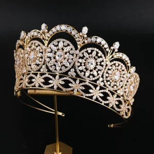 ROMANTIC Big Luxury Pageant Wedding Hair Accessories Crown Miss Universe Diamond Zircon Tiara