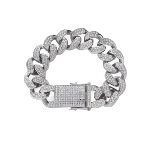 RQ 20mm Cuban Link Bracelet Iced Out Cuban Chain Crystal Miami Gold Silver Color Bracelet Set Heavy Cuban Link Chain
