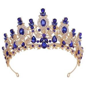 RS402 Silver and Gold Floral Headpiece Bridal Hair Accessories Headpiece Crystal Gold Red Wedding Tiara Crown