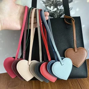 RTS Cute PU Leather Heart shaped Bag Charms Fashion Pendant Keychain for Tote Handbag Hanging Love Keyring Gifts for Women