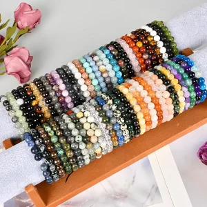 RUIXIN Brand Natural 4mm 6mm 8mm 10mm Healing Energy Stone Beaded Bracelets for Children’s Leisure Letter Pattern