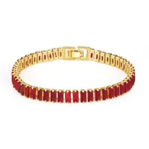 Rainbow Crystal Bracelet PVD Gold Plated Women’s Jewelry CZ Red Zircon Tennis Chain Bracelet