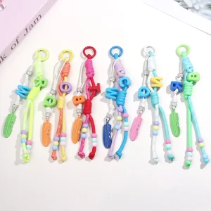 Rainbow Cute Keychains Bag Charm Hand Woven Polyester Rope Aesthetic Keychains Bag Accessories Charms