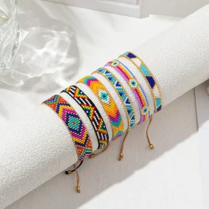 Rainbow Miyuki Rice Beads Colored Female Seed Beads Abstract Indian Pattern Ethnic Geometric Bracelet