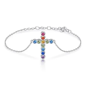 Rainbow Zircon Bracelet 925 Sterling Silver Tennis Bracelets 18K Gold Plating Women’s Bangles Diamond