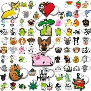 Rank Grass Dog Cat Frog Dinosaur Animal Plant Key Rings Anime Rubber Key Chains Key Chain Accessories Custom Keychain