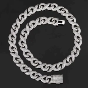 Rap Jewelry Plated Iced Out Miami Cuban Chain Necklace Gold Hot Selling Punk Brass Zircon Cuban Link Chain