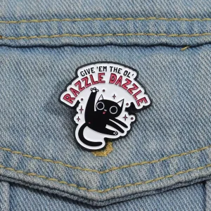 Razzle Dazzle Cat Enamel Pin Funny Black Cat Lapel Badge Cute Cartoon Brooch Backpack Clothes Accessories