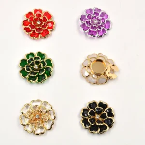Ready Stock Crystal Flower Heart Shape Removable Metal Jewelry Button Covers for Women Shirt Cufflinks Wedding Dress