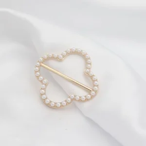 Ready to Ship Luxury Fashion Clover Hijab Accessories Ring Muslim Scarf Buckle Ring Cufflinks Pins Corsage