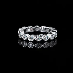 Ready to Ship S925 Silver Bubble Bezel Setting Round Brilliant Cut GRA Moissanite Women Ring for Women Wedding Moissanite Band