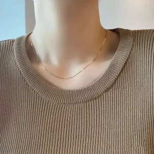 Real 18K Gold Super Silky Link Chain Pure AU750 Versatile Style Fashion Necklace Fine Jewelry Certified Gift Women