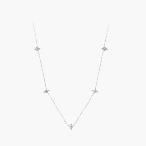 Real 925 Sterling Silver Multiple Zircon Stackable Link Chain Necklace for Women Girls Party Jewelry