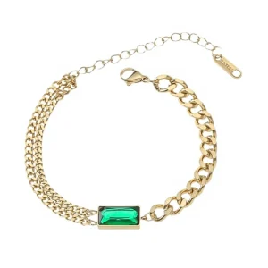 Real Gold Electroplated Titanium Steel Vintage Retro Cuban Link Chain Bracelet Unisex