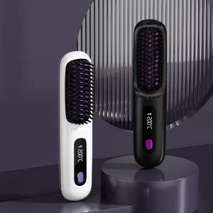 Rechargeable Wireless Straightening & Curling Comb Cordless Portable Wet & Dry Dual Use