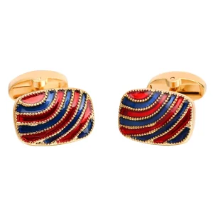 Red Blue Strip Elegant Cufflinks Custom Mens Business Suit Shirt Fashion Accessory Wedding Tuxedo Trendy Jewelry Gift
