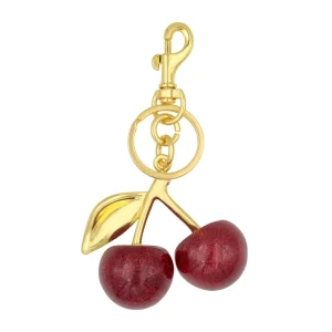 Red Cherry Bag Charm Keychain Exquisite Elegant Small Fresh Cherry Metal Keyring Cute Fashionable Accessories for Women