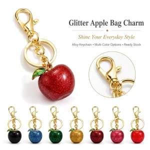 Red Cherry Crystal Alloy Keychain Bag Pendant Charm Electroplated Fruit Hanging Ornament Purse Accessory Women Fashion Gift RTS