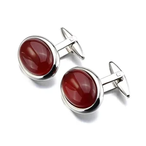 Red Color Agate Stone Premium Cufflinks Custom Men Suit Shirt Fashion Accessory Wedding Tuxedo Trendy Jewelry Cufflink