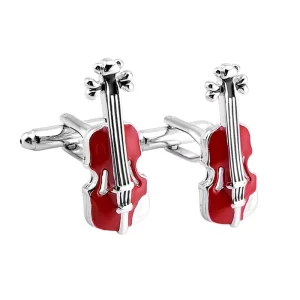 Red Color Violin Elegant Novelty Cufflinks Custom Men Suit Shirt Fashion Accessory Wedding Tuxedo Trendy Jewelry Gift