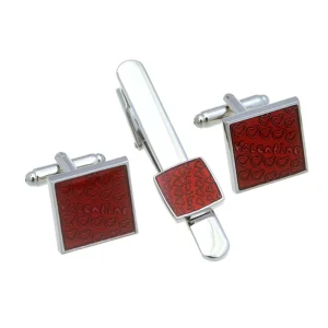 Red Heart Valentine Cufflinks Tie Clip Gift Set Custom Men Suit Shirt Fashion Accessory Tie Bar Wedding Tuxedo Jewelry