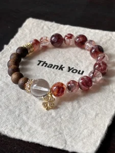Red Phantom Quartz Abundance Bracelet Bohemian Rose Aromatherapy Beads for Anniversary Fashionable Beaded Wristband