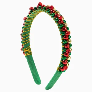 Red and Green Gold Christmas Party Hair Hoop Thin-edge Velvet Christmas Bell Bead Stringing Headband