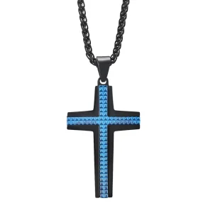 Religious Children’s & Men’s Silver Black 18K Gold Plated Stainless Steel Cross Pendant Necklace