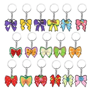 Removable Customized Fashion Beautiful Keychains Llaveros PVC Plastic 2D Keyring Colorful Bow Keychains