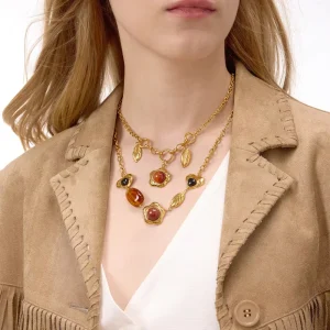 Resin Necklace Accessories Stainless Steel Jewelry for Women Light Luxury Cross-border Accessories Niche