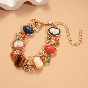 Resin Rhinestone Flower Alloy Women’s Bracelet for Special Occasions