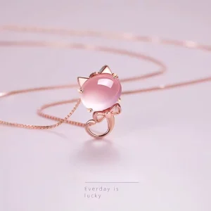 Resoul Hello Cute Shell Kitty Necklace Gold Pendant Kitty Necklace Trendy Women’s Fashion Necklace