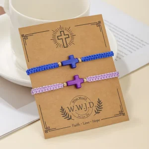 Resoul Minimalist Cross Charm Bracelet Adjustable String Bracelets Women Religious Fashion Jewelry Christian Products