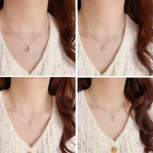 Resoul Trendy S925 Silver Plated Pendant Necklace for Women Zircon Butterfly Heart Clover Dainty Chain Fashion Jewelry Gift