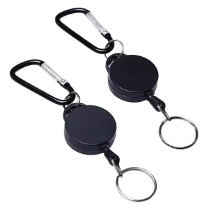 Retractable Keychain Metal Carabiner PVC Badge Key Holder Silk Screen Nylon Cord Rope ID Badge Reel Keyring for Convenient