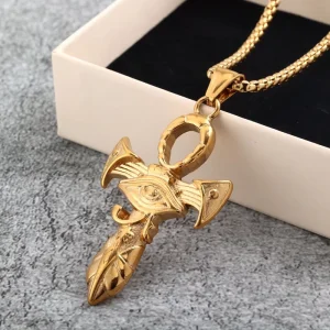 Retro Ankh Cross Charm Necklace in Stainless Steel Single Face Pendant for Men Women Streetwear Jewelry Bulk