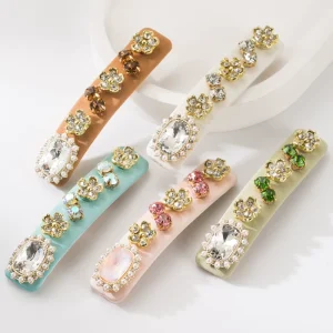Retro Baroque Crystal Clips Hair Accessories Gem Hairpins Rhinestone Velvet Hair Clips for Luxury Women