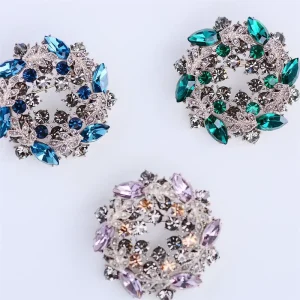 Retro Baroque Mini Floral Brooch Rhinestone Jewelry Pin
