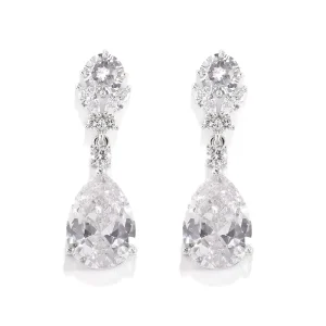 Retro Classic Water Drop Zircon Earrings Female Temperament Bridal Wedding Evening Dress Accessories