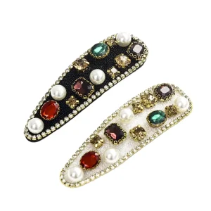 Retro Crochet Hair Clips Sexy Crystal Colorful Pearl Glitter Hair Clip Rhinestone New Style Hair Accessories