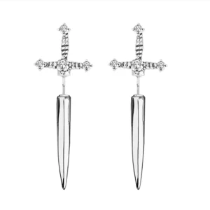 Retro Crystal Punk Stud Earring Fashion Jewelry Gothic Sword Earrings