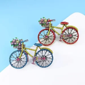 Retro Crystal Rhinestone Creative Bicycles Brooch Pin for Women Classic Wedding Fashion Jewelry Accessories Gift