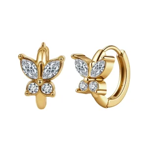 Retro Fashion Butterfly Gold Drop Earrings Micro Inlaid Crystal Letter Luxury Elegant Party Accessories Women