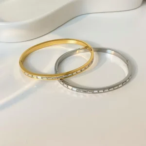 Retro Fashion Jewelry Square Diamond Titanium Steel Bracelet Luxury Narrow Edition Stainless Steel Gold Plated Bracelet