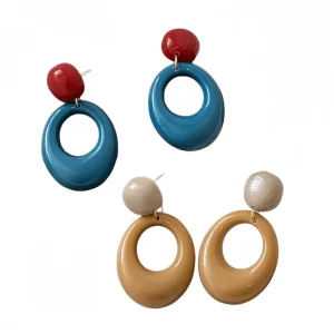 Retro Hong Kong Style Circle Contrast Color Alloy Drop Earrings