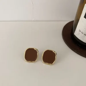 Retro Irregular Square Earrings New Trendy Stud Earrings Niche Design High end Autumn and Winter Versatile Earrings